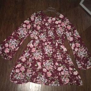 Floral Long Sleeve Mini Dress
